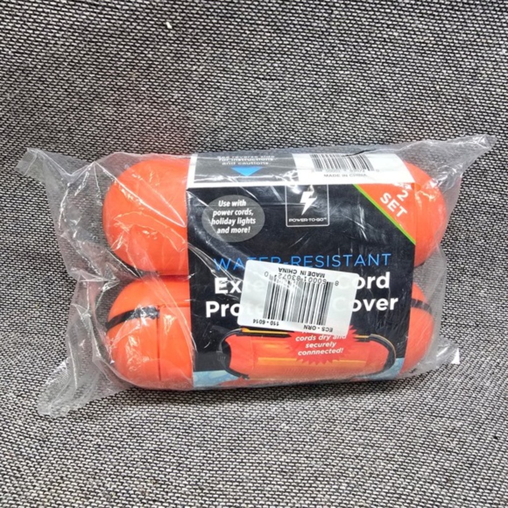 Power-To-Go Extension Cord Cover 2pk Water Resistant Orange NEW Safety Seal Set